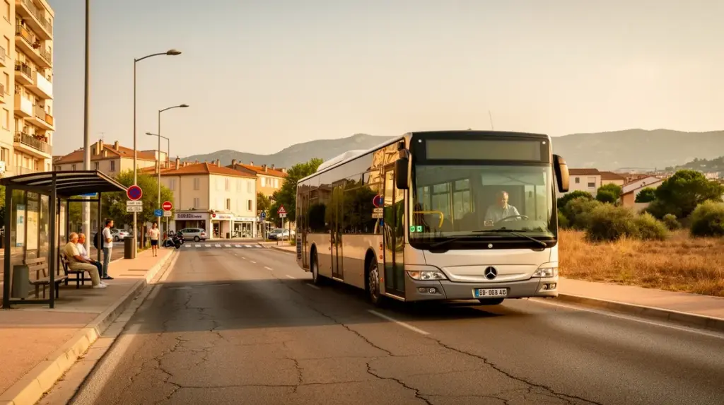 Bus ligne 51 Marseille Aix moderne arrêts paysage sud