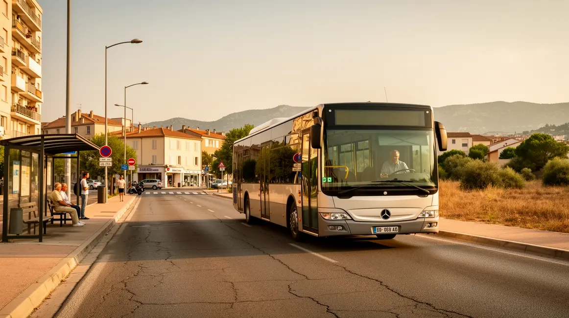 Bus ligne 51 Marseille Aix moderne arrêts paysage sud