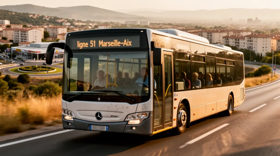 bus ligne 51 Marseille Aix vue photorealiste