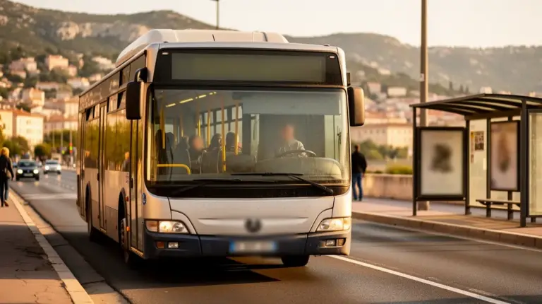 bus ligne 51 Marseille Aix entre deux villes avec paysages