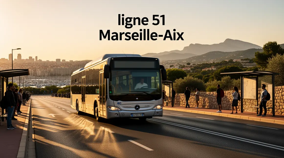 Bus ligne 51 Marseille Aix avec voyageurs sur la route