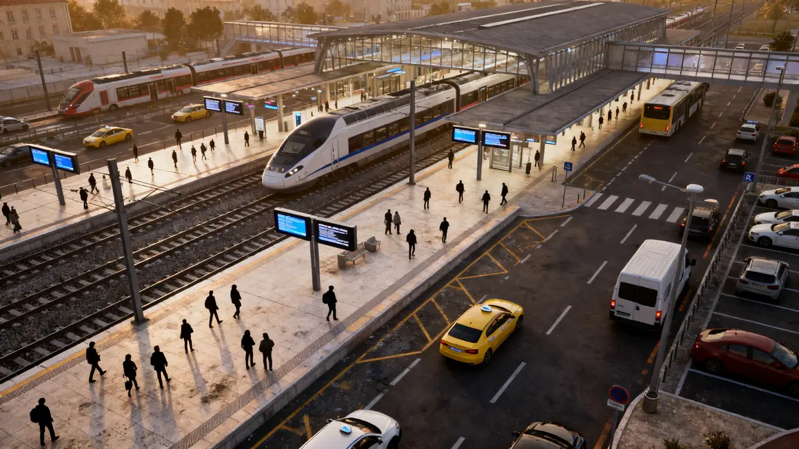 Photo aérienne accès routes et parking gare Aix TGV