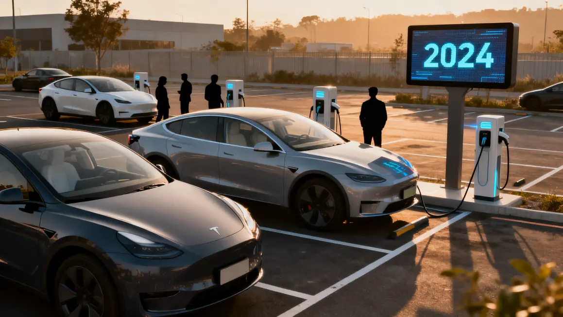 Parking entreprise avec voitures électriques et bornes
