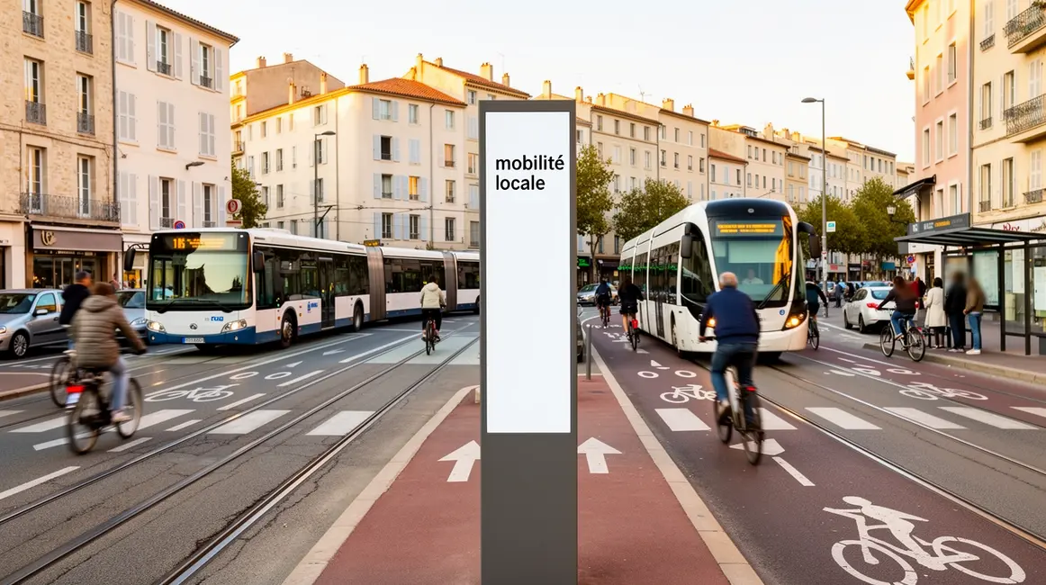 Vue ville Aix-Marseille mobilité locale bus tramways pistes cyclables