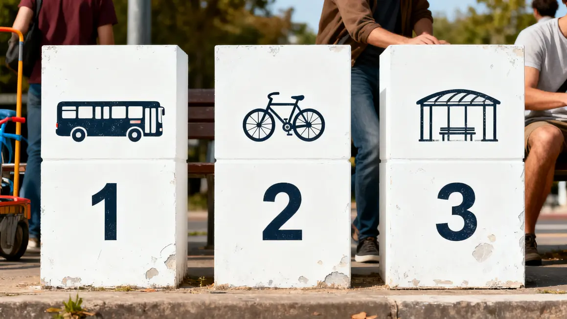 Tableau mobilité locale coûts collectivités icones bus vélo abri