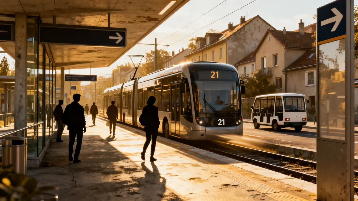 Station metro tram bus Marseille scene dynamique