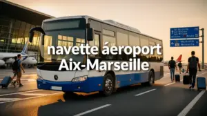 navette aéroport Aix-Marseille silhouettes voyageurs valises