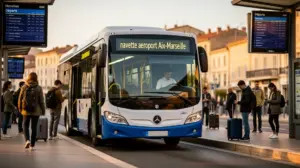 navette aéroport Aix-Marseille gare routière voyageurs matin