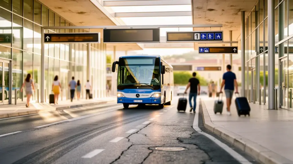 image navette aeroport Aix Marseille devant gare routiere