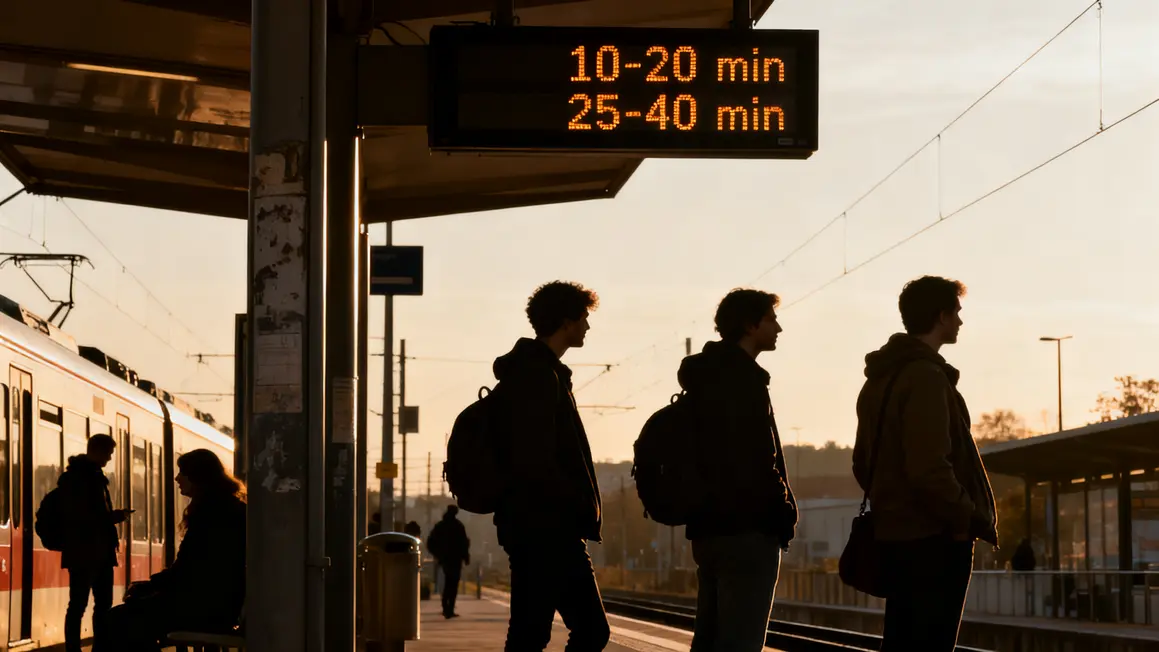 Horaires navette Aix-Marseille, voyageurs attendent, durée visible