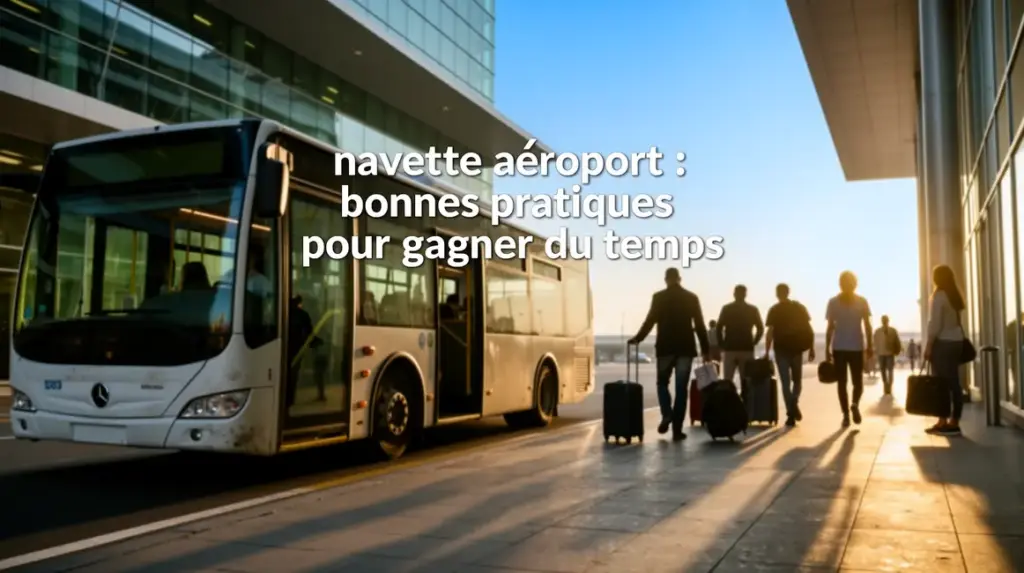 navette aeroport devant terminal voyageurs matin ambiance urbaine
