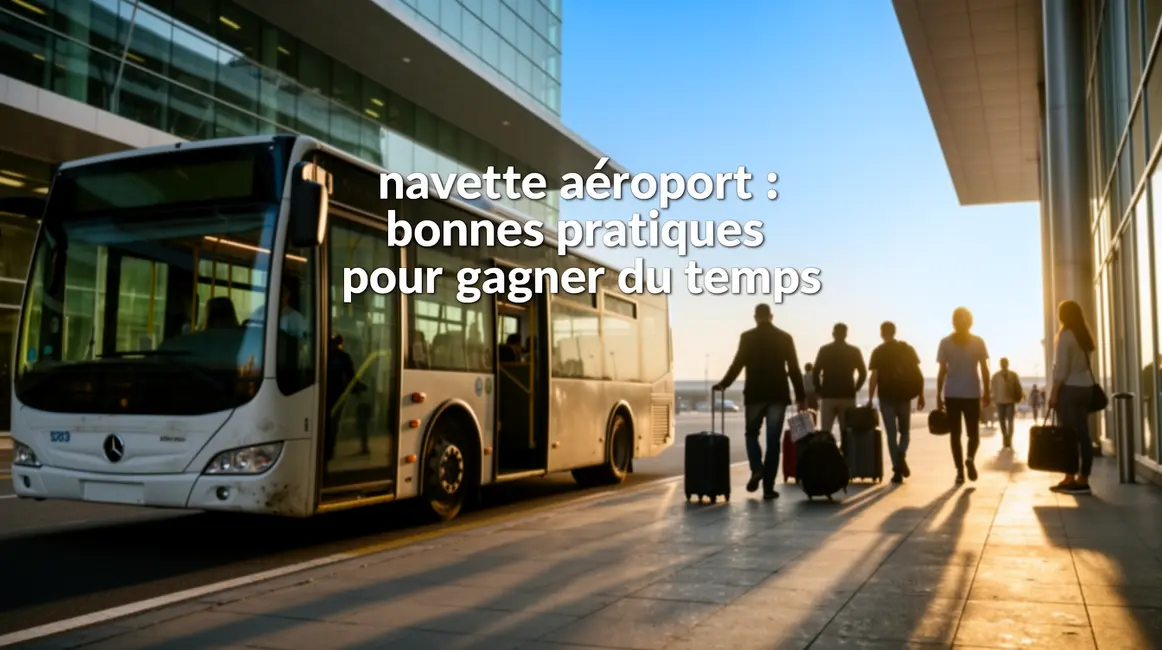 navette aeroport devant terminal voyageurs matin ambiance urbaine