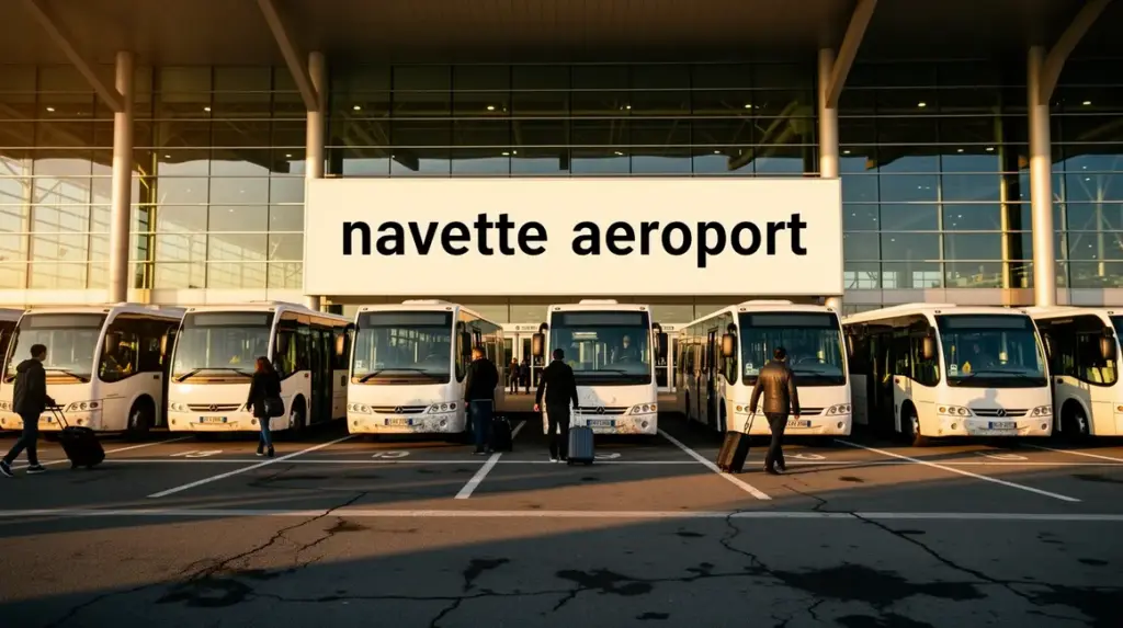 navettes blanches devant terminal aeroport
