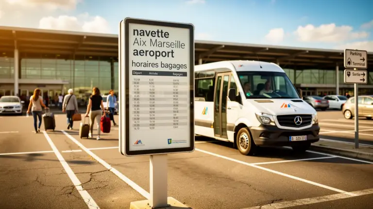 Navette Aix Marseille aéroport parking voyageurs valises horaires
