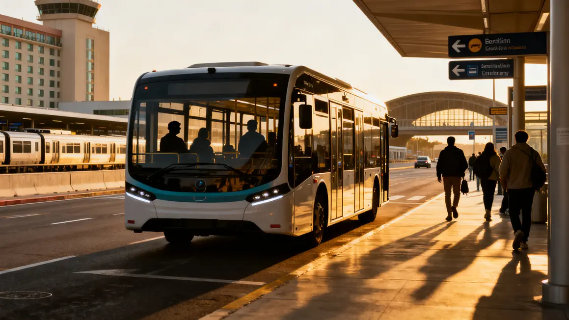 Navette collective bus electrique voyageurs aeroport Aix Marseille