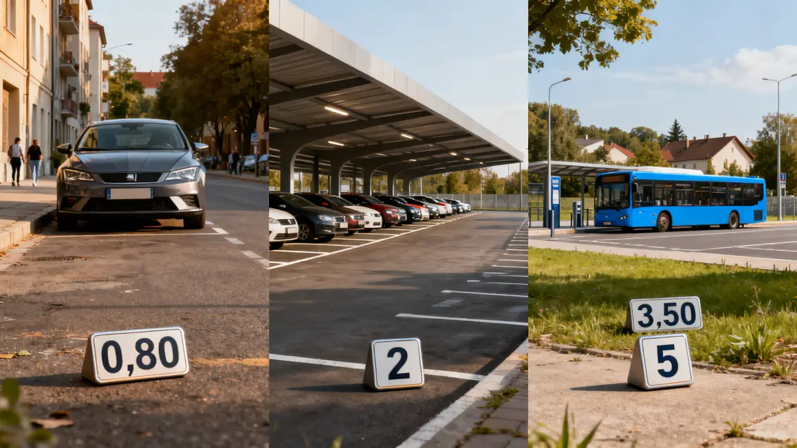 Scènes parking voirie, couvert, relais Aix-en-Provence, chiffres au sol