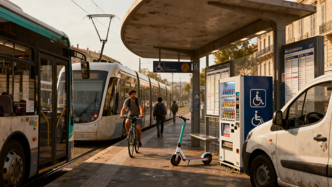 arrêt multimodal bus tram vélo Aix Marseille
