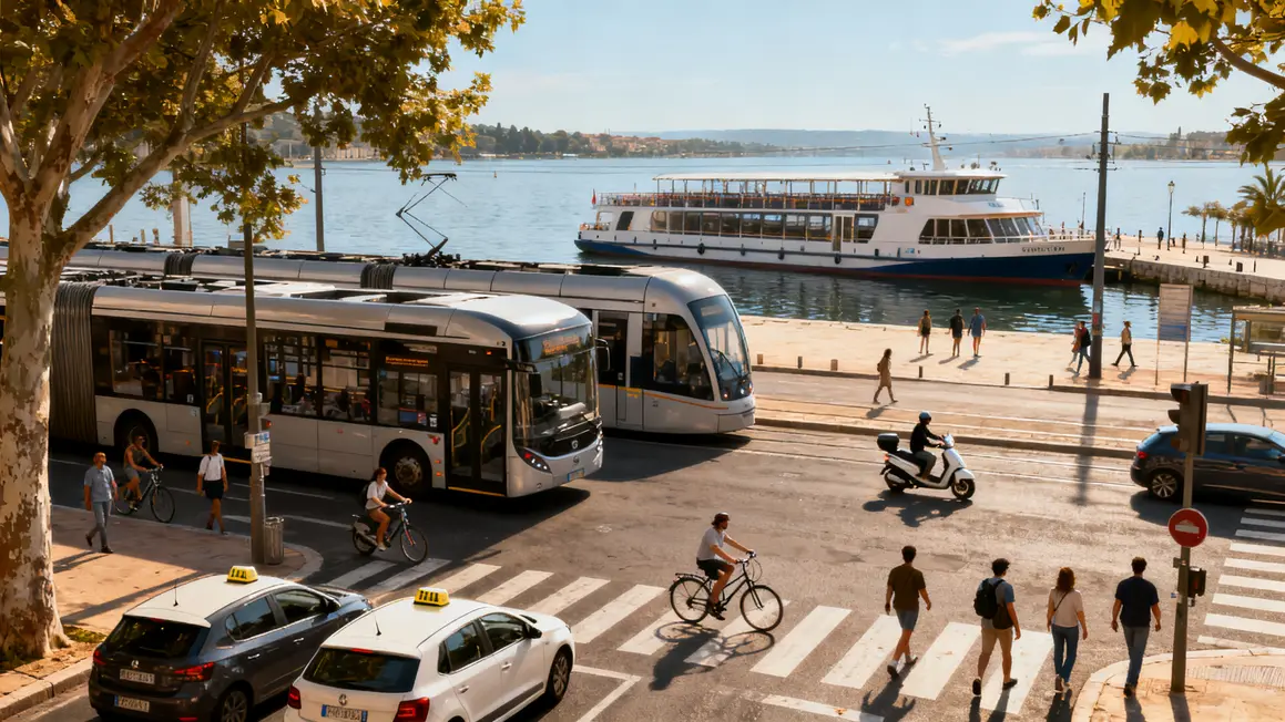 rue ville sud france bus tram velo taxi bateau-bus