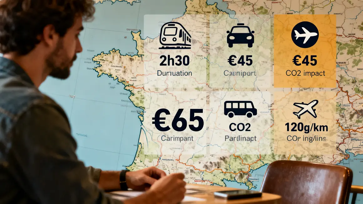 Tableau comparatif modes de transport Marseille, icônes, chiffres clés