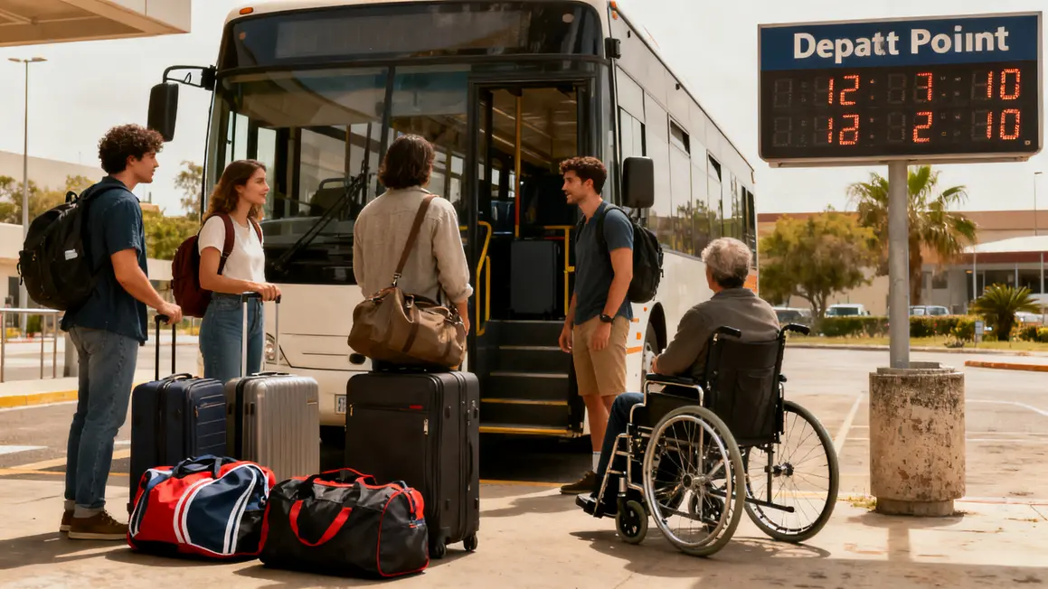 groupe avec bagages devant bus accessible aix marseille