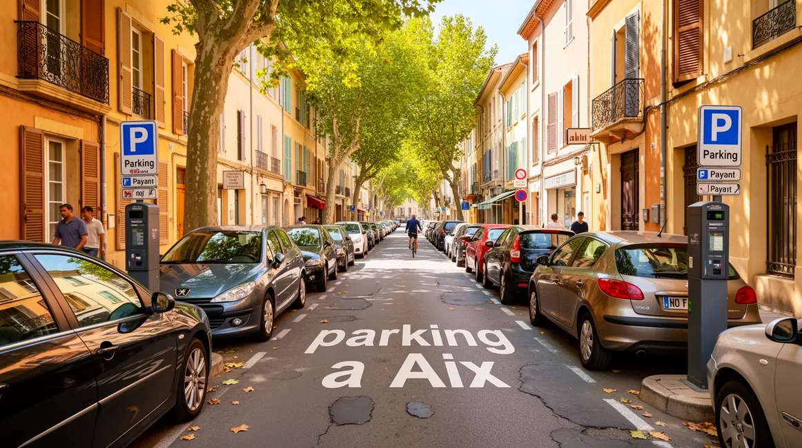 parking a Aix image rue provençale avec voitures et panneaux