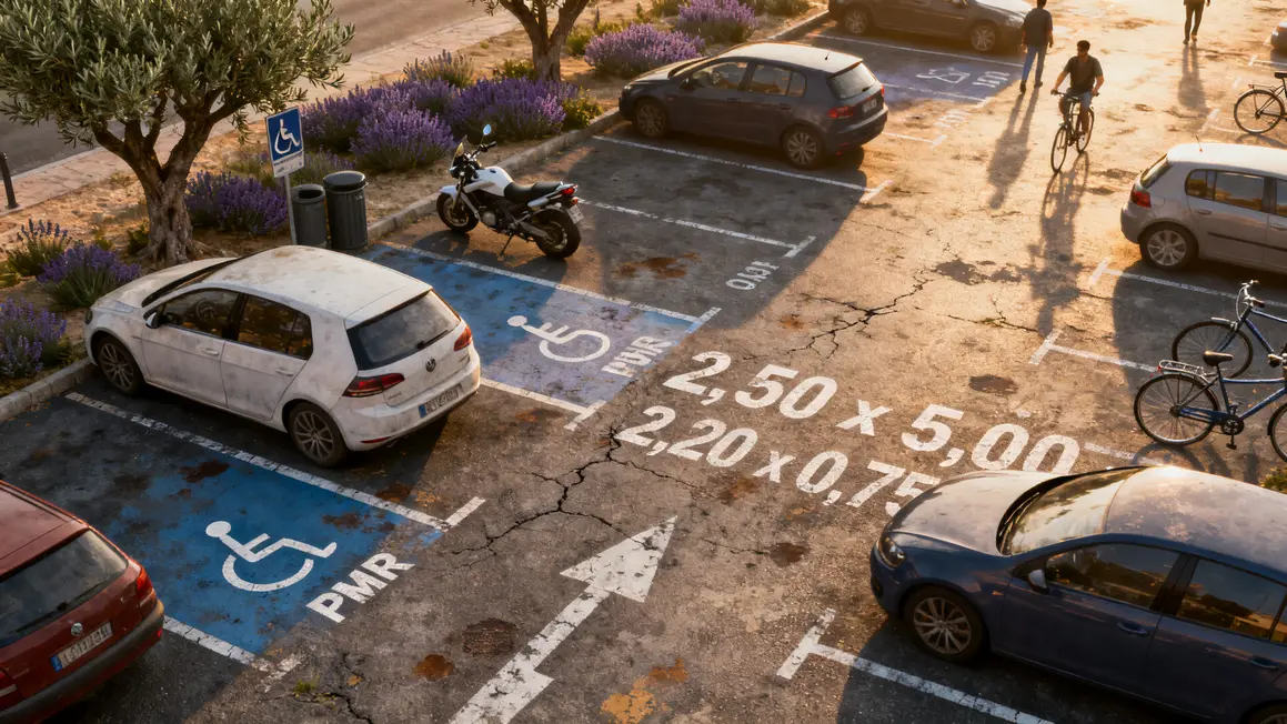 parking Aix terrain urbain avec emplacements voitures PMR motos