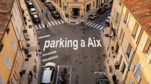 Vue centre ville Aix voitures stationnees parking