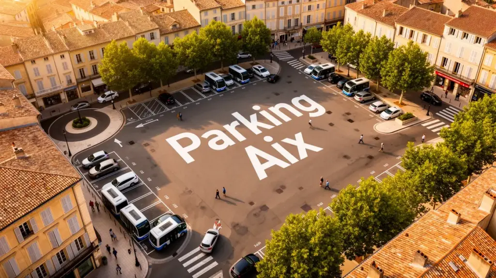 Vue aérienne parking Aix stationnement public navette