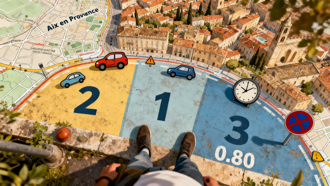 Carte urbaine Aix zones tarifaires voitures horodateurs panneaux