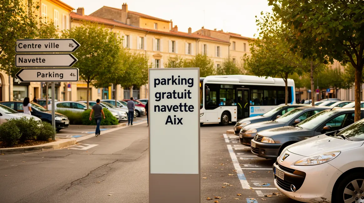 Parking gratuit navette Aix-en-Provence avec bus et panneaux