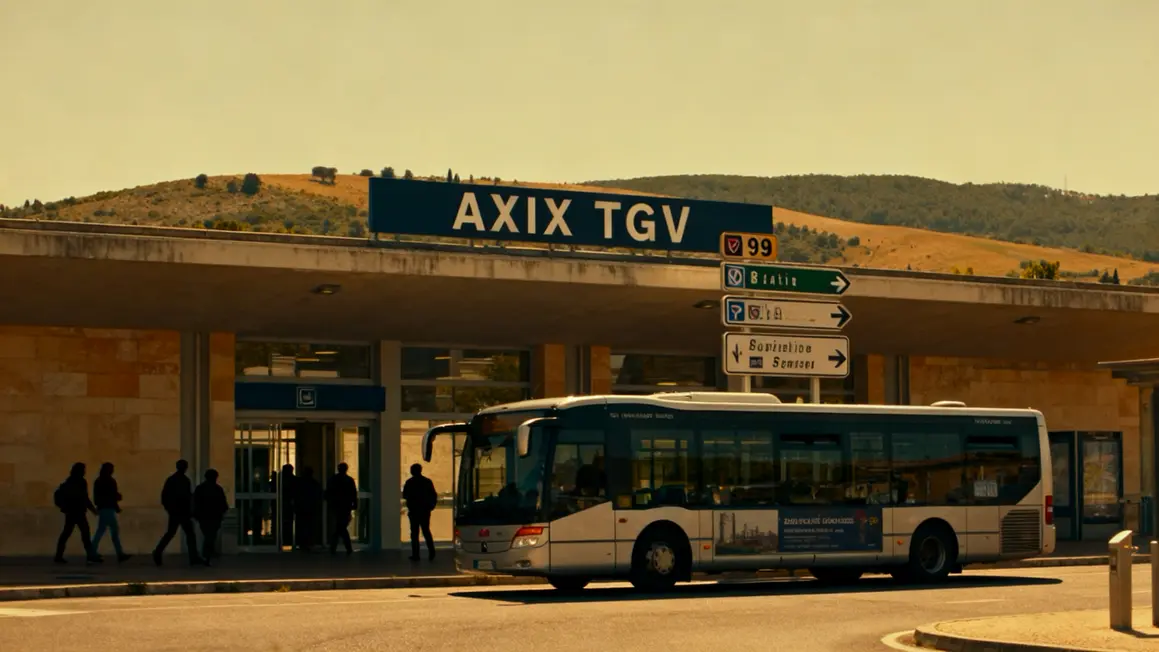 Gare Aix TGV avec navette et signalisation RD9