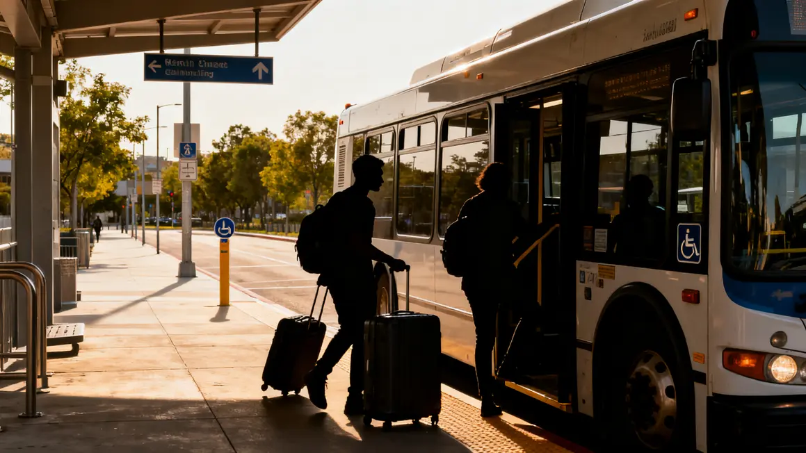 Gare routière navette Aix-Marseille, voyageurs, valises