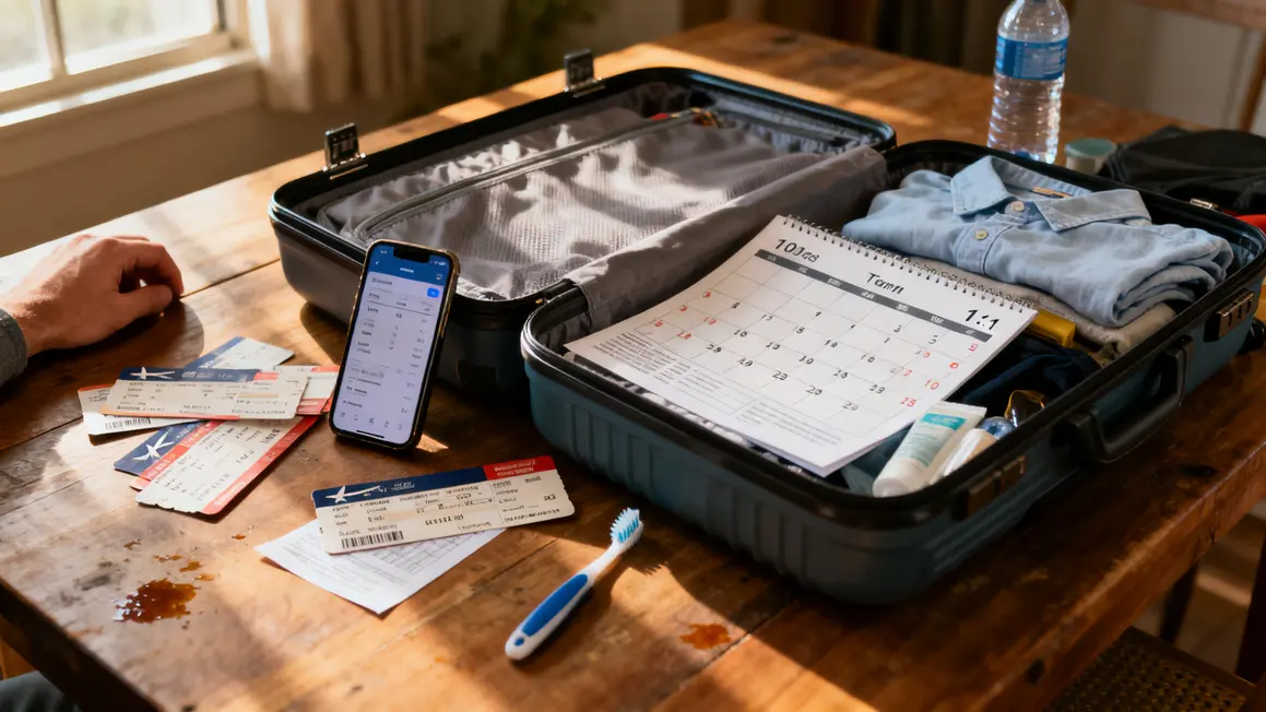 Préparer valise billets horaires train avion