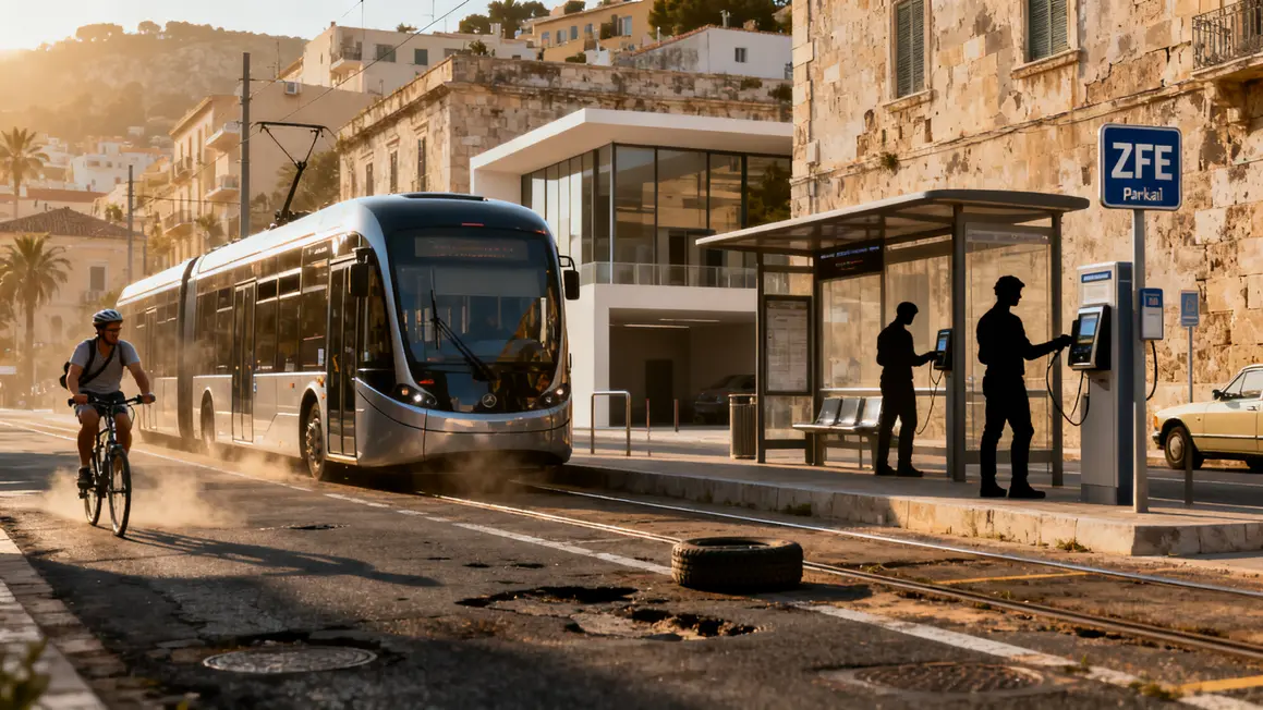 Rue tramway bus ZFE cyclistes Provence sans voiture