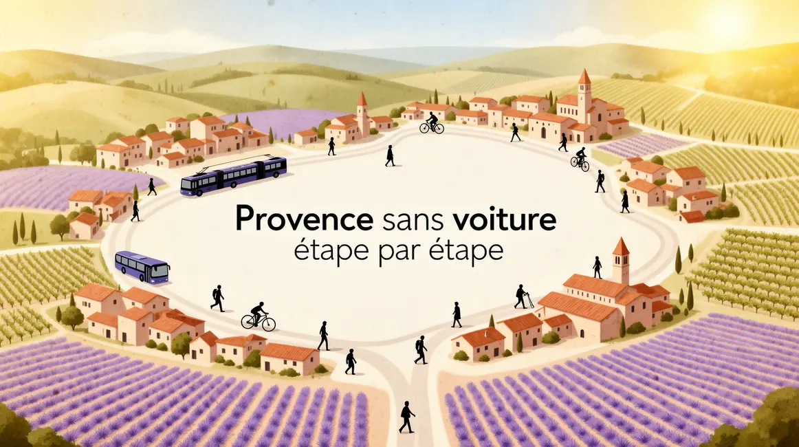 Carte stylisée Provence sans voiture, trains, bus, vélo