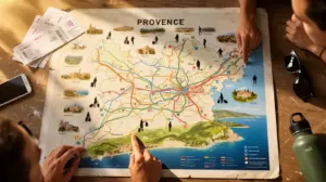 Carte Provence sans voiture, lignes transport et paysages
