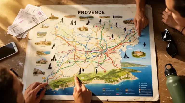 Carte Provence sans voiture, lignes transport et paysages