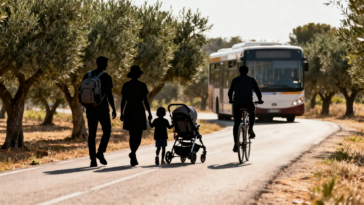 Provence sans voiture famille couple cycliste oliviers bus