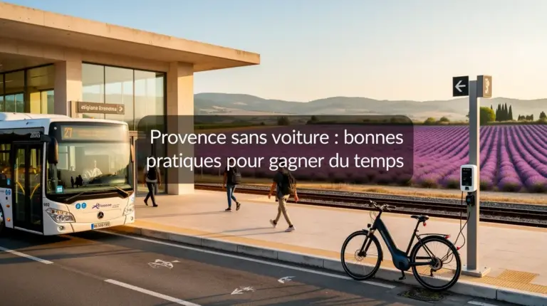 gare moderne Provence bus velo lavande sans voiture