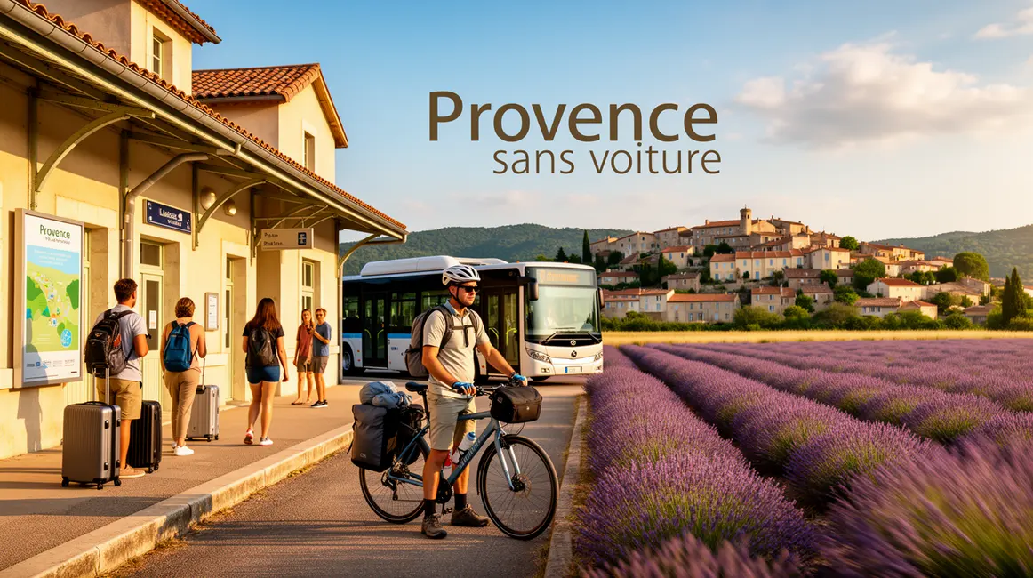 Provence sans voiture gare bus vélo lavande village