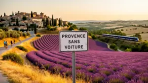 Paysage provence sans voiture lavande village train vélo