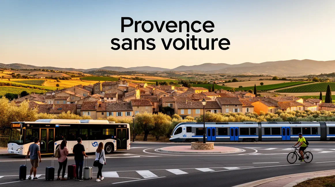 panorama ville campagne Provence sans voiture avec transports bus train vélo