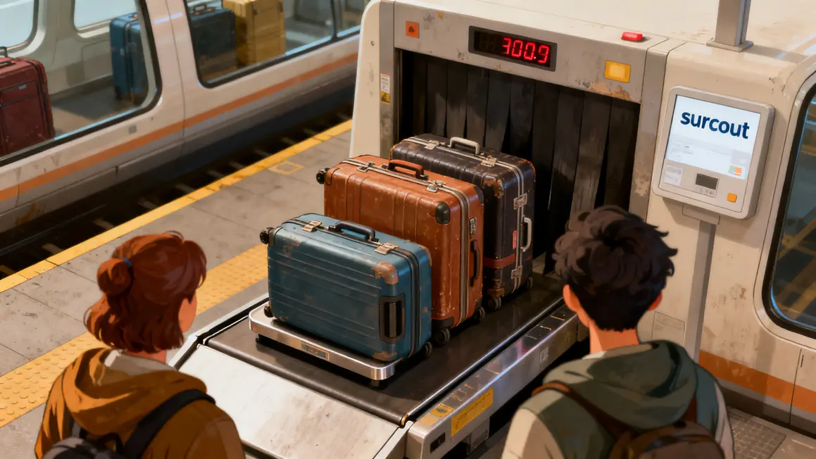 valises sur balance panneau surcout navette