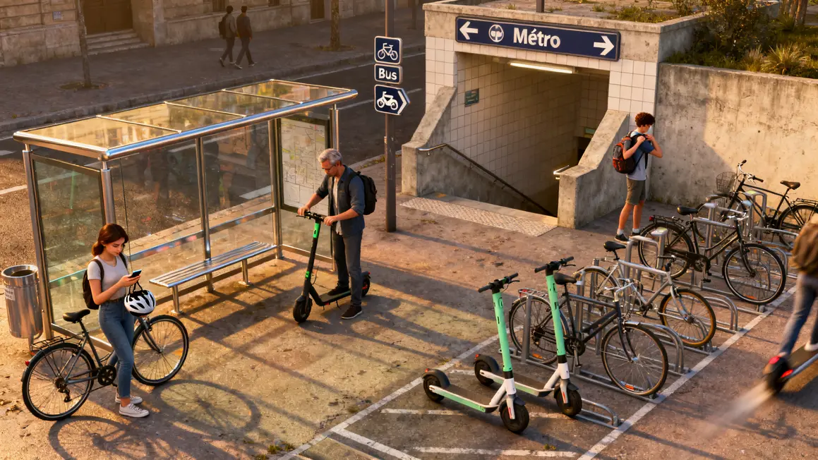 Arret bus métro vélo Marseille options mobilité