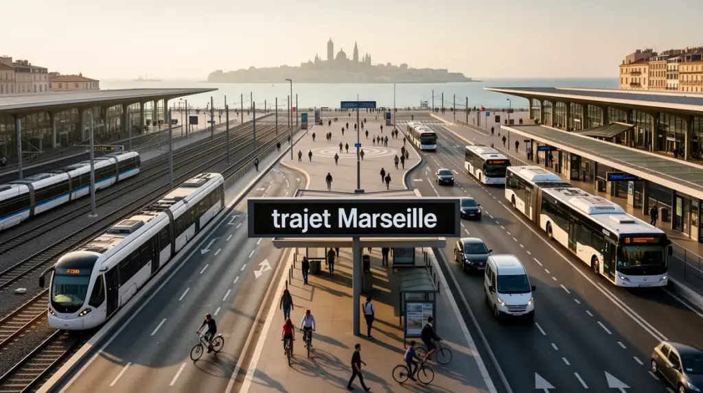 trajet Marseille gare routière bus train voiture tramway vélo