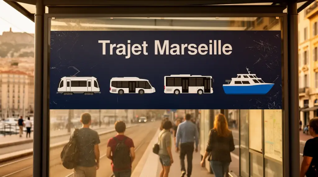Planche transport urbain Marseille metro tram bus navette