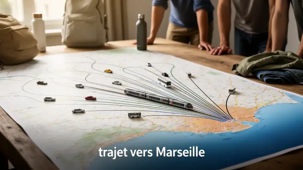 Carte itineraire et modes de transport vers Marseille