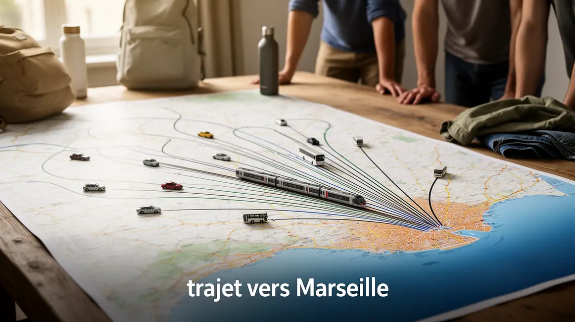 Carte itineraire et modes de transport vers Marseille