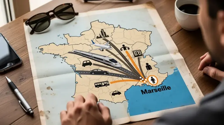 carte routiere de france avec moyens de transport vers marseille