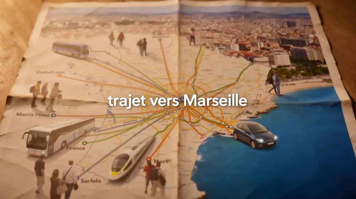 Carte routiere trajet Marseille avec voyageurs bus train voiture